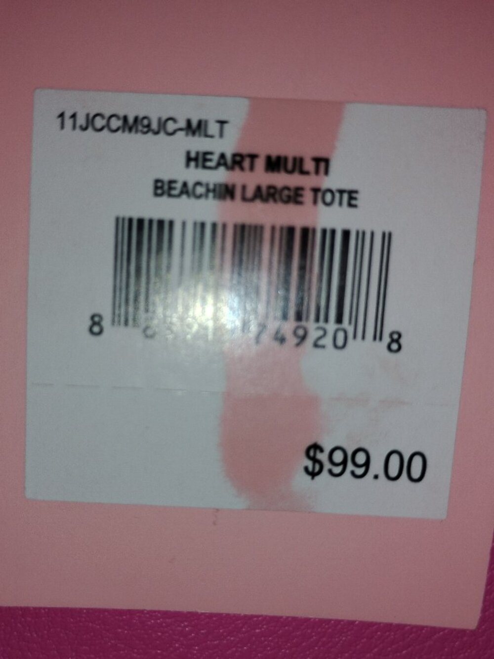 Juicy Couture Large Beachin Tote - Pink/Yellow/White/Clear w/Solid Pouch Set - Picture 4 of 15